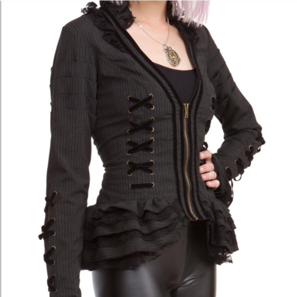 Rare Spin Doctor Goth Steampunk Pinstripe Jacket